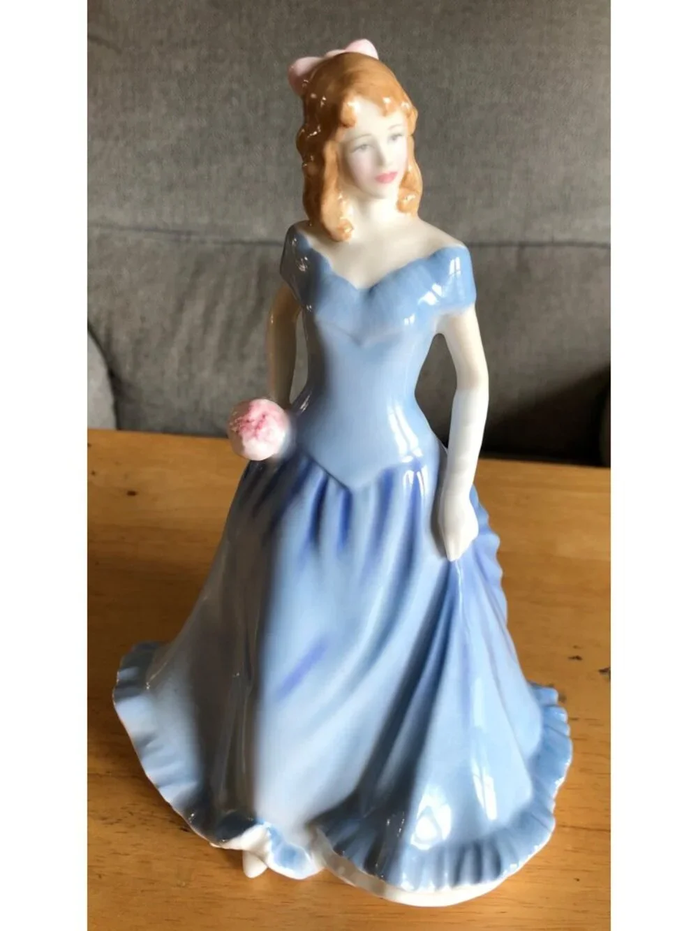 Royal Doulton Porcelain Lady Prototype Figurine Blue Dress Pink Flowers Girl Sta